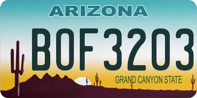 AZ license plate BOF3203