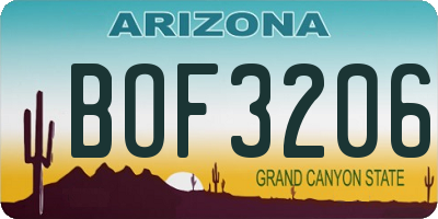 AZ license plate BOF3206