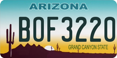 AZ license plate BOF3220