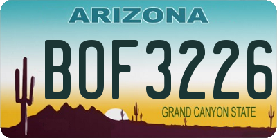 AZ license plate BOF3226