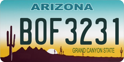 AZ license plate BOF3231