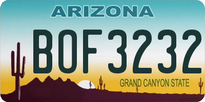 AZ license plate BOF3232