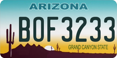AZ license plate BOF3233