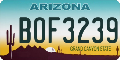 AZ license plate BOF3239