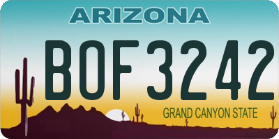 AZ license plate BOF3242