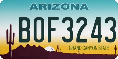 AZ license plate BOF3243