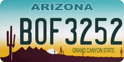 AZ license plate BOF3252