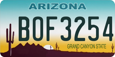 AZ license plate BOF3254