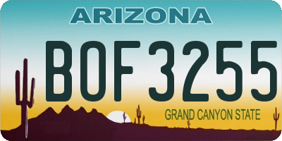 AZ license plate BOF3255