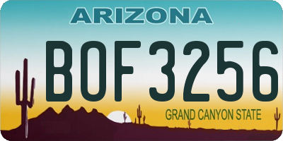 AZ license plate BOF3256