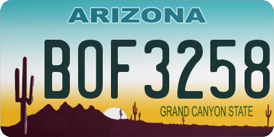 AZ license plate BOF3258