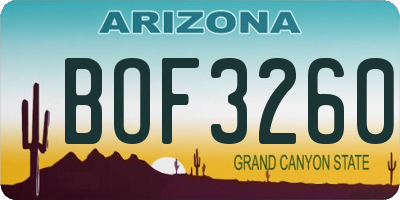 AZ license plate BOF3260