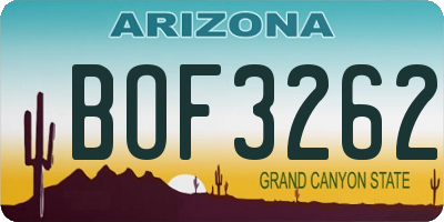 AZ license plate BOF3262