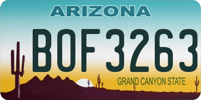 AZ license plate BOF3263