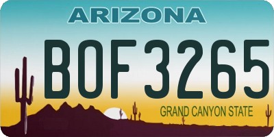 AZ license plate BOF3265