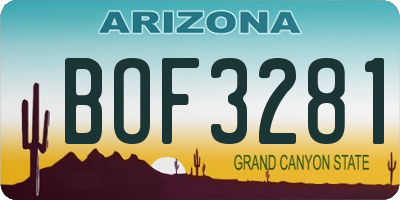 AZ license plate BOF3281