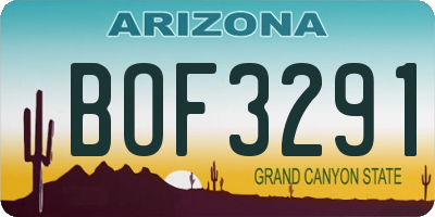 AZ license plate BOF3291