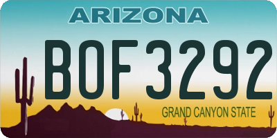 AZ license plate BOF3292