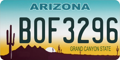 AZ license plate BOF3296
