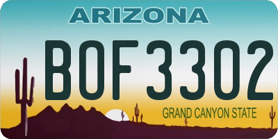 AZ license plate BOF3302