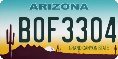 AZ license plate BOF3304