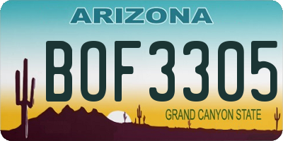 AZ license plate BOF3305