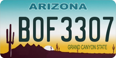 AZ license plate BOF3307