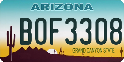 AZ license plate BOF3308
