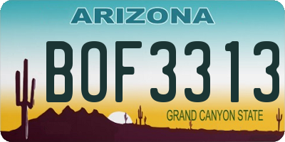 AZ license plate BOF3313