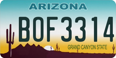 AZ license plate BOF3314