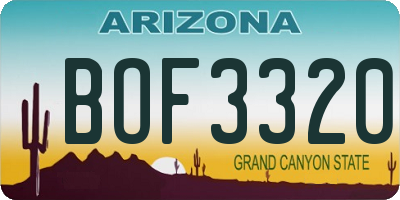 AZ license plate BOF3320