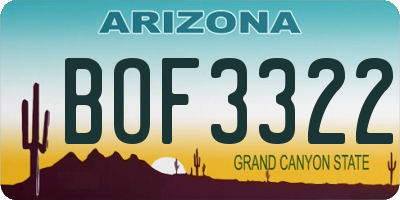 AZ license plate BOF3322