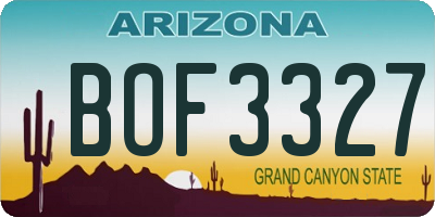 AZ license plate BOF3327