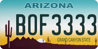 AZ license plate BOF3333