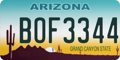 AZ license plate BOF3344