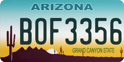 AZ license plate BOF3356