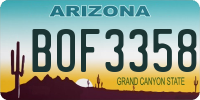 AZ license plate BOF3358