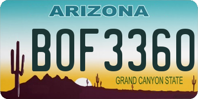 AZ license plate BOF3360