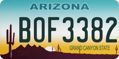 AZ license plate BOF3382