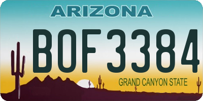 AZ license plate BOF3384