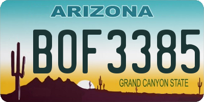 AZ license plate BOF3385