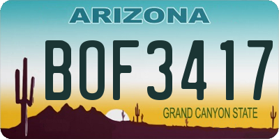 AZ license plate BOF3417