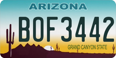 AZ license plate BOF3442