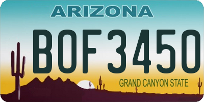 AZ license plate BOF3450
