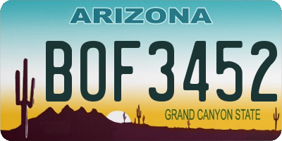 AZ license plate BOF3452