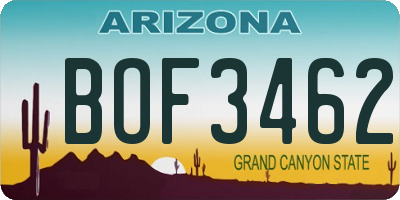 AZ license plate BOF3462