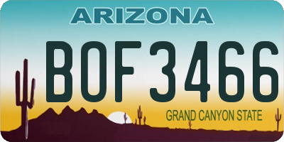AZ license plate BOF3466