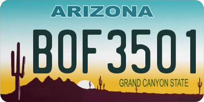 AZ license plate BOF3501