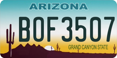 AZ license plate BOF3507