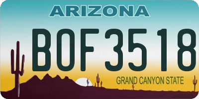 AZ license plate BOF3518
